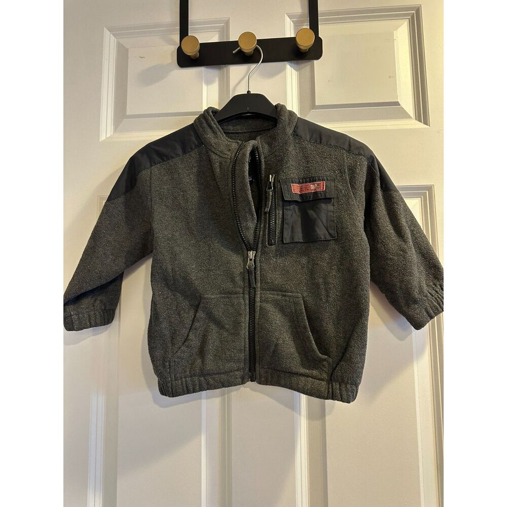 Baby GAP Toddler Boys Fleece Jacket Size 3 Gray Full Zip Warm Coat